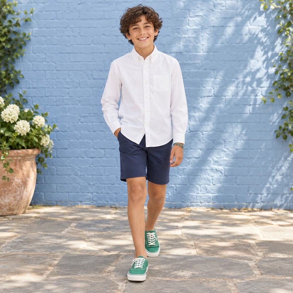 Crewcuts Shirt Boys 12 White Stretch Poplin Button Down Classic Prep